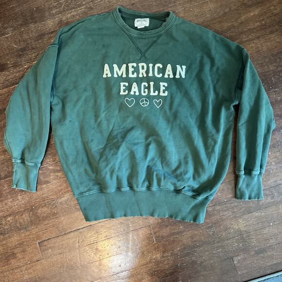 American Eagle Tops - American Eagle AE Oversized Fleece Sweatshirt Crewneck Pullover Green Size Med